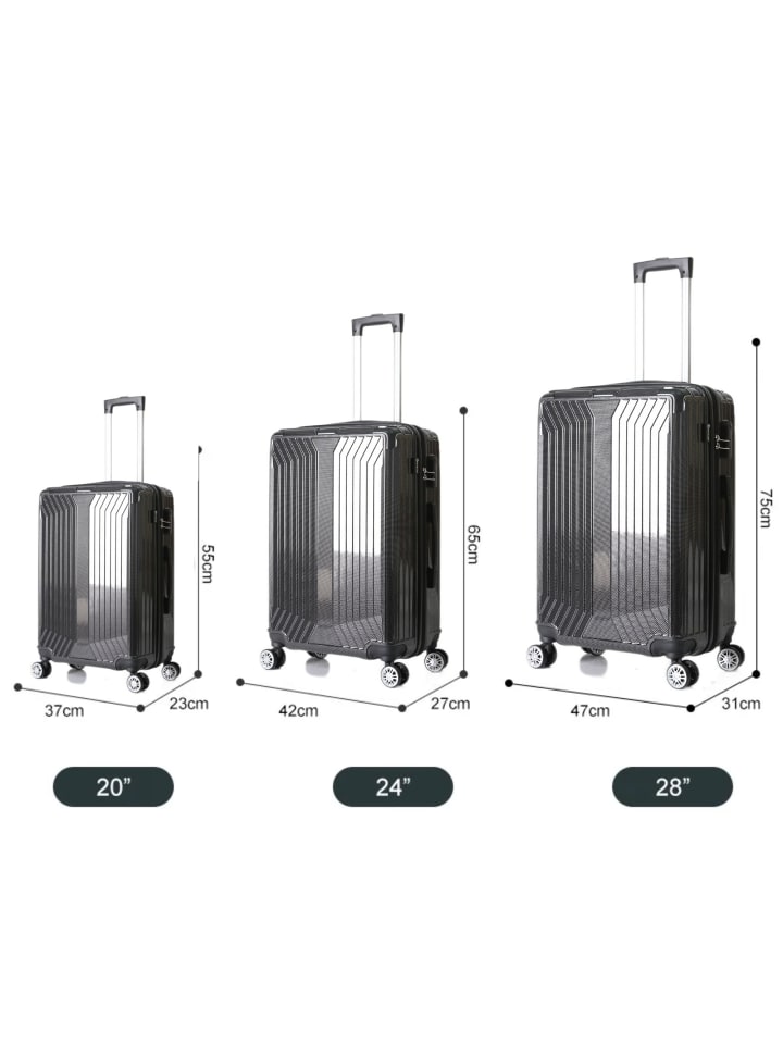 Cheffinger Koffer 3 tlg Trolley Set Kofferset Gepäck Polycarbonat in Schwarz günstig kaufen onesize