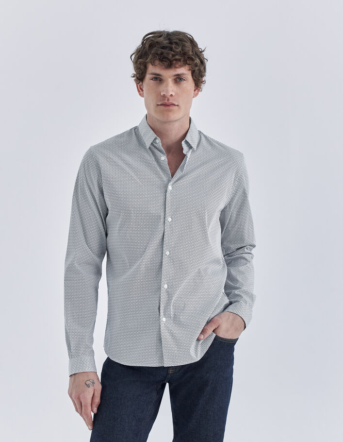 Chemise SLIM blanche imprimé minimaliste EASY CARE Homme