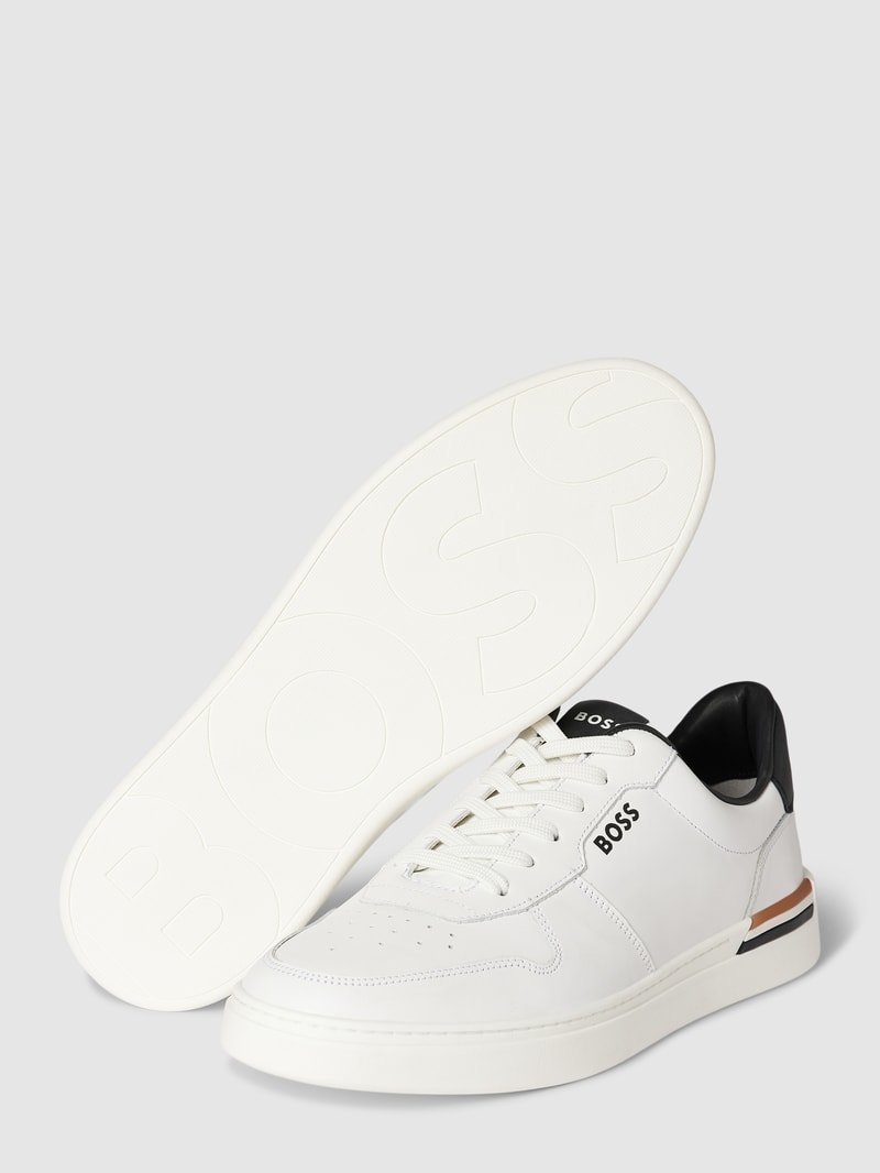 Sneaker aus Leder mit Label-Details Modell 'Clint' in weiß