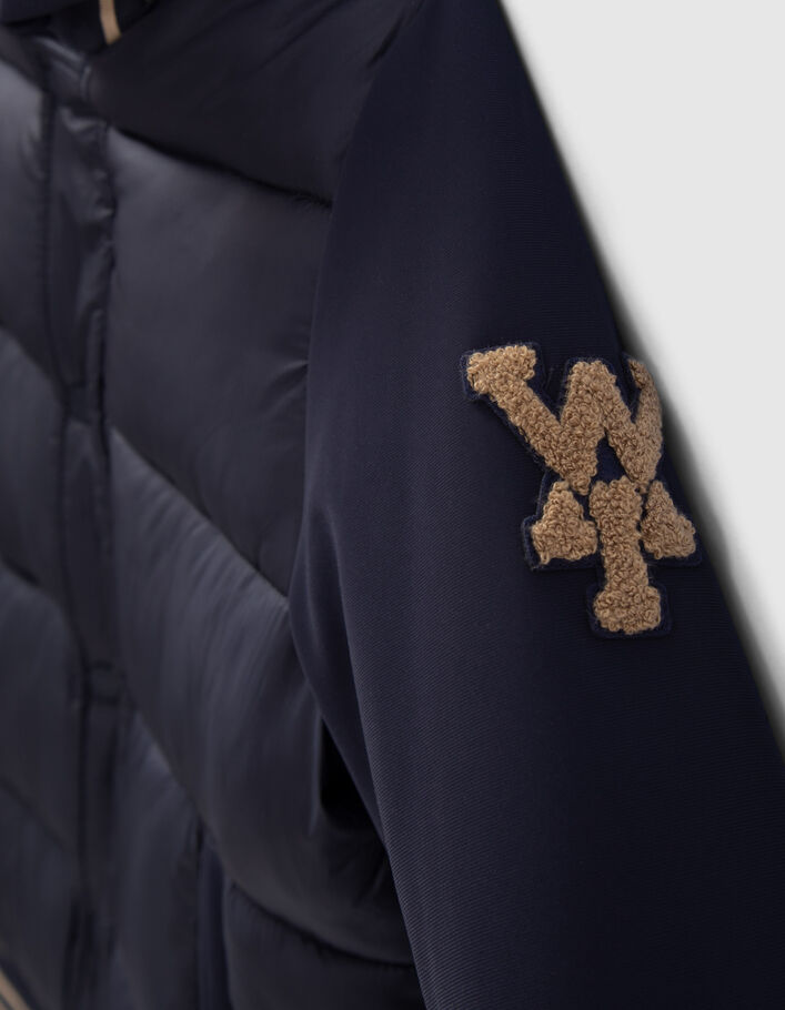 Doudoune marine bi-matière esprit teddy garçon