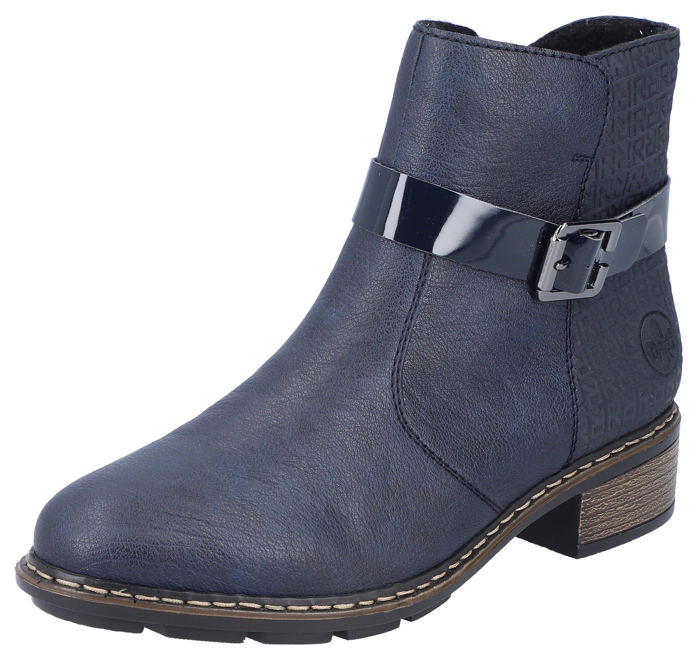 Rieker Stiefelette mit Zierriemchen aus Lackmaterial