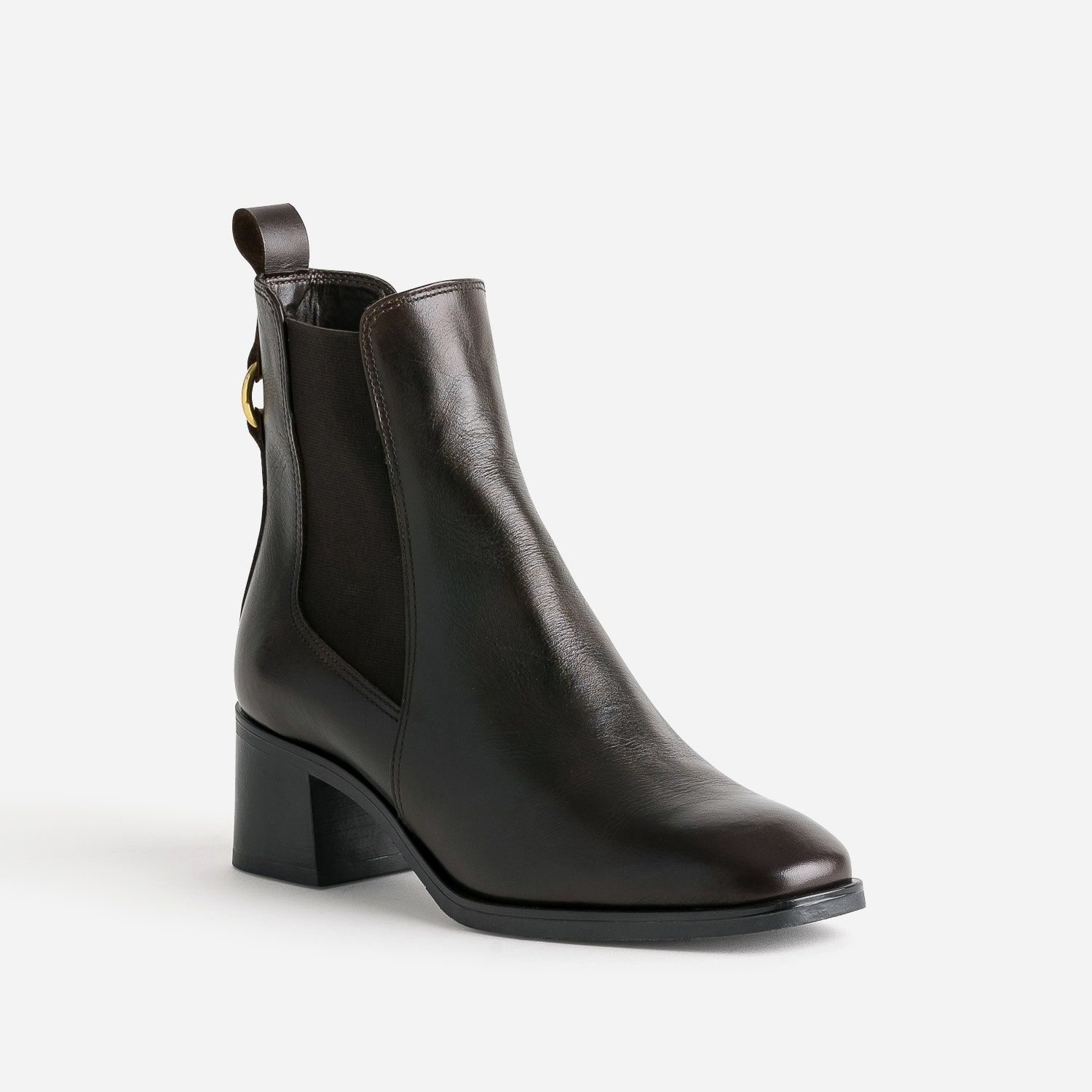 Chelsea boots marron foncé en cuir