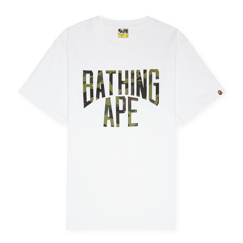 A Bathing Ape 1st Camo NYC Logo Tee M white x green