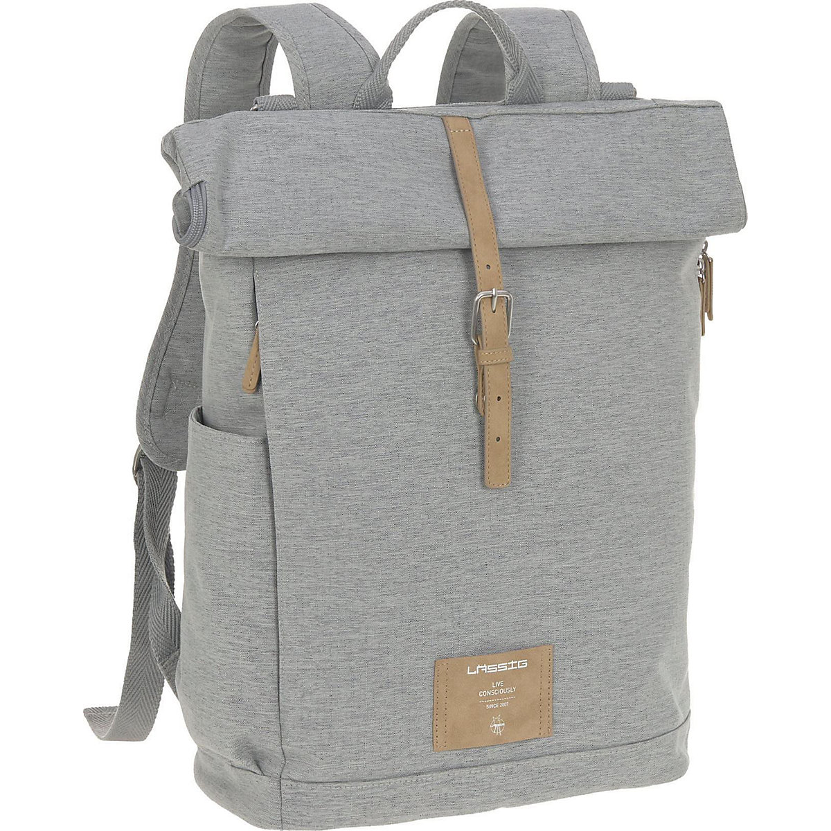 Wickelrucksack Rolltop grey/mélange, inkl. Zubehör & Wickelunterlage