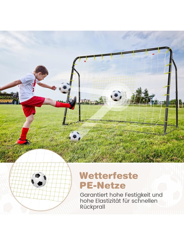 COSTWAY 2 in 1 Fußballtor & Rebounder in Schwarz günstig kaufen onesize