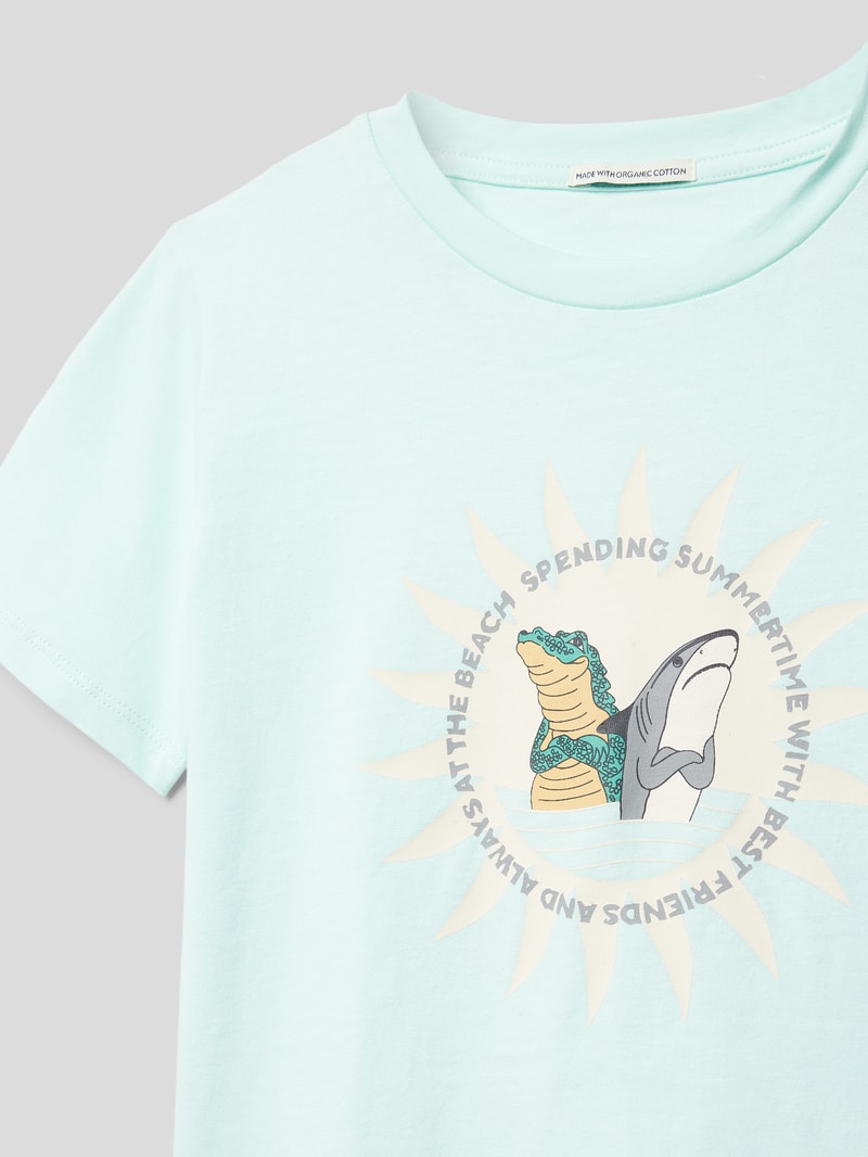 T-Shirt mit Motiv-Print in helltürkis