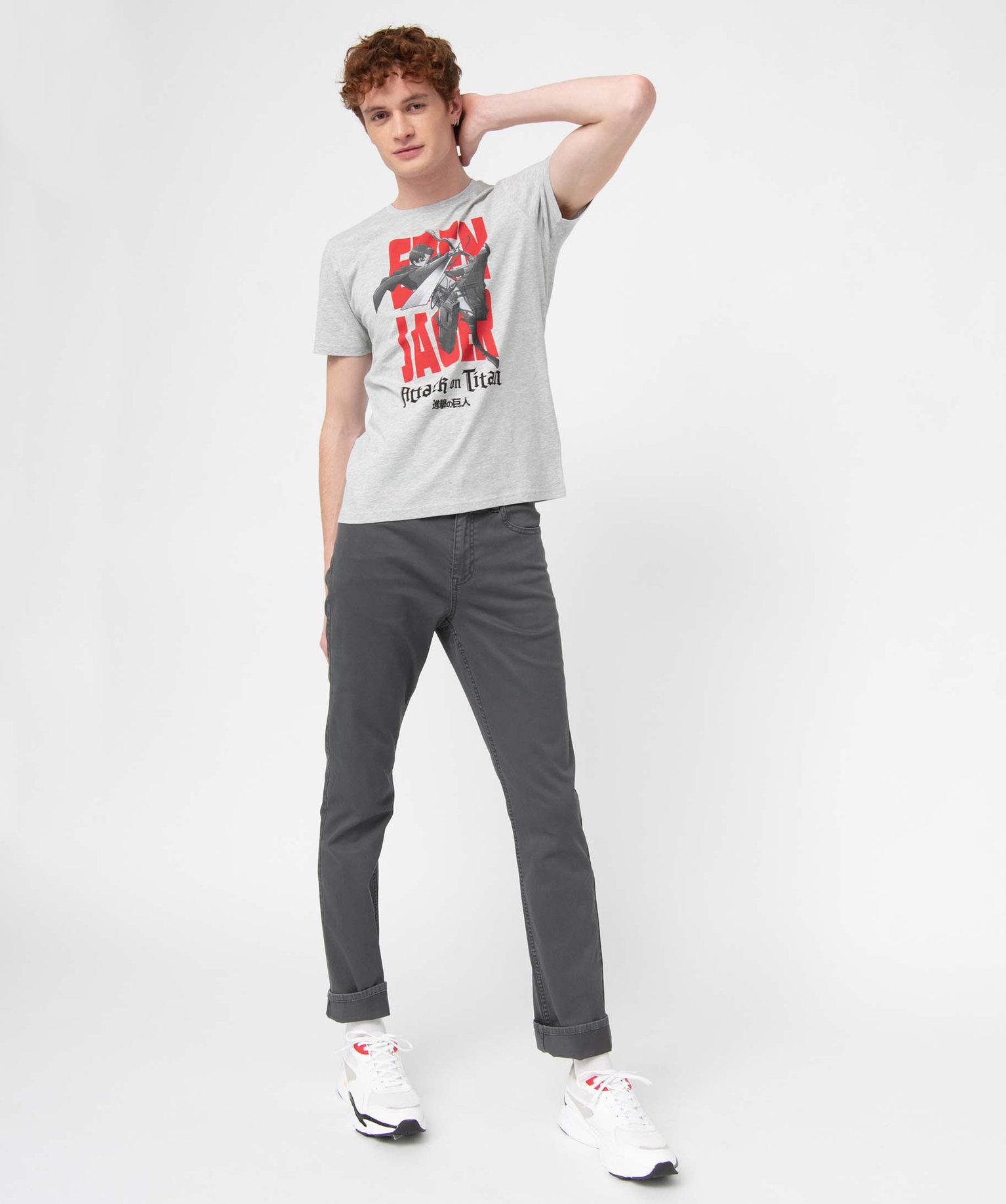 Tee-shirt homme à manches courtes imprimé - L'Attaque des ... gris | GEMO