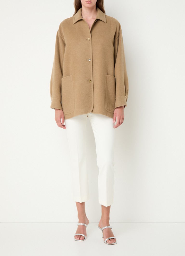 MaxMara Aldo reversible camel wool overshirt with patch pockets