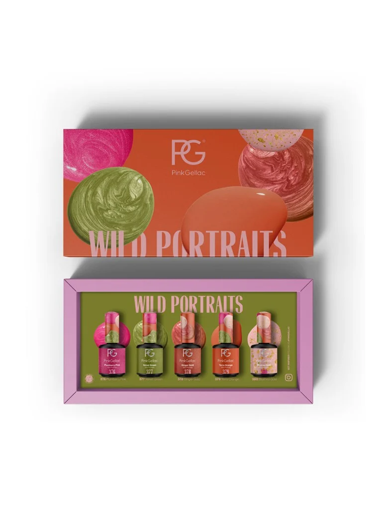 Pink Gellac Collection Box Wild Portraits - gēla nagu laku komplekts