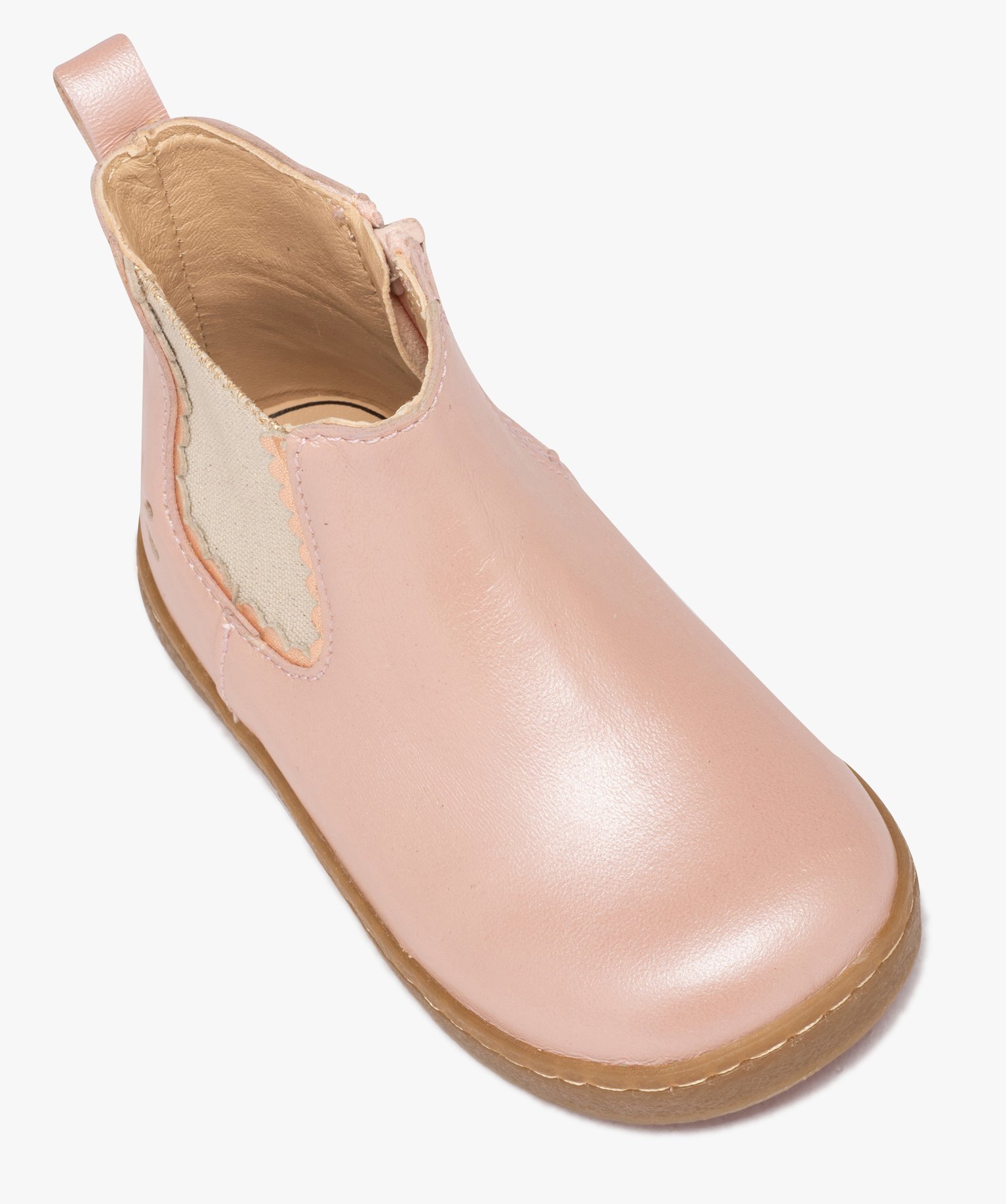 Boots fille en cuir uni style Chelsea - NA! rose | GEMO