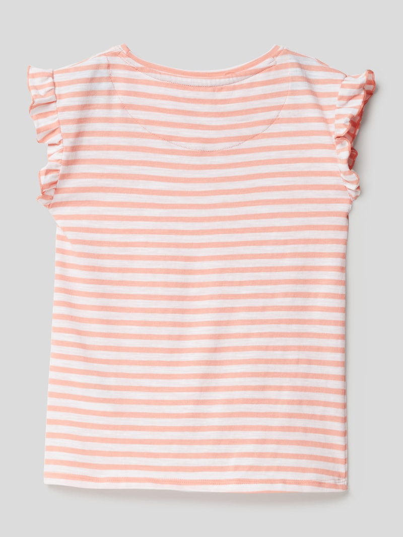 T-Shirt mit Streifenmuster in koralle