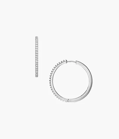 Fossil Creolen-Ohrringe Ellis Pavé Glitz Metall silberfarben