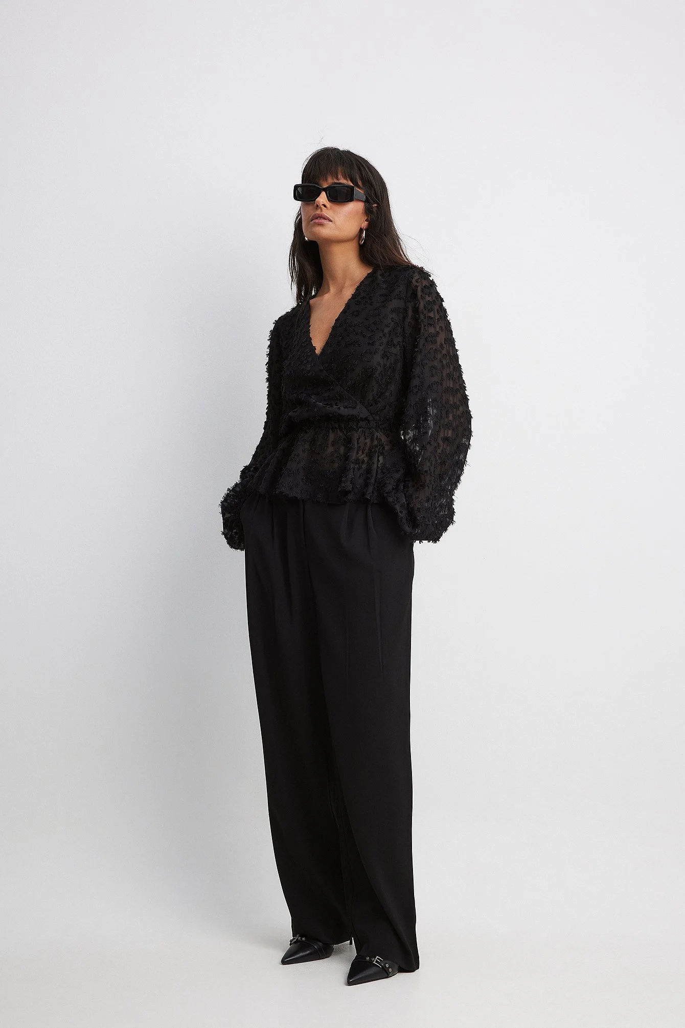 Taillierte Bluse aus texturiertem Chiffon