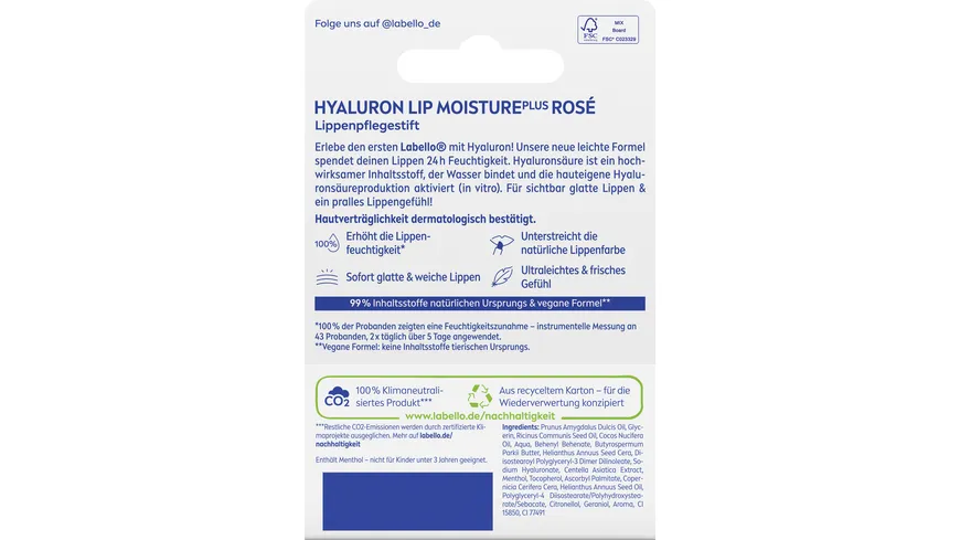 LABELLO Hyaluron Lip Moisture Plus rosé 4.8 g