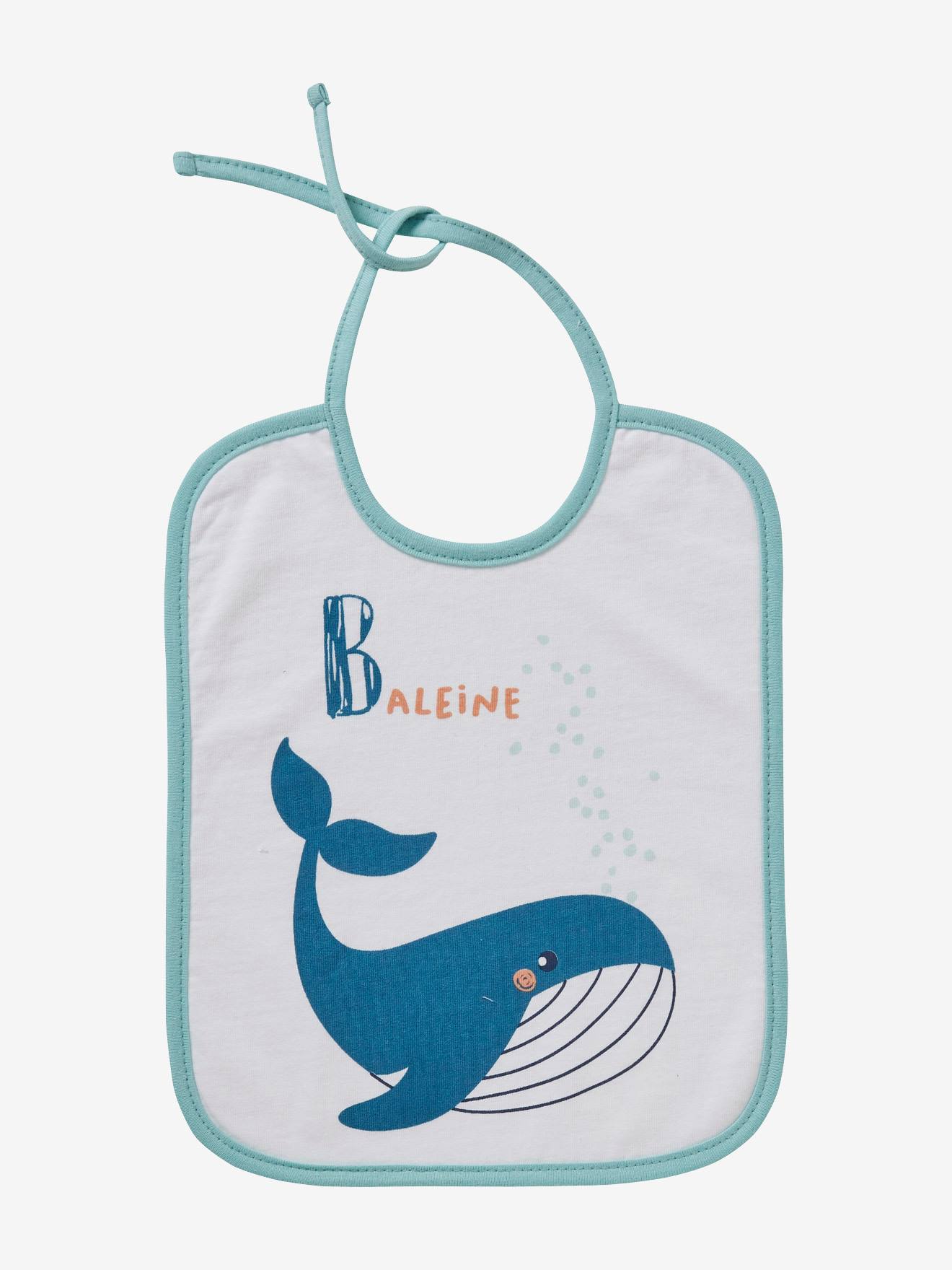 Lot de 7 bavoirs bébé imprimés fond blanc