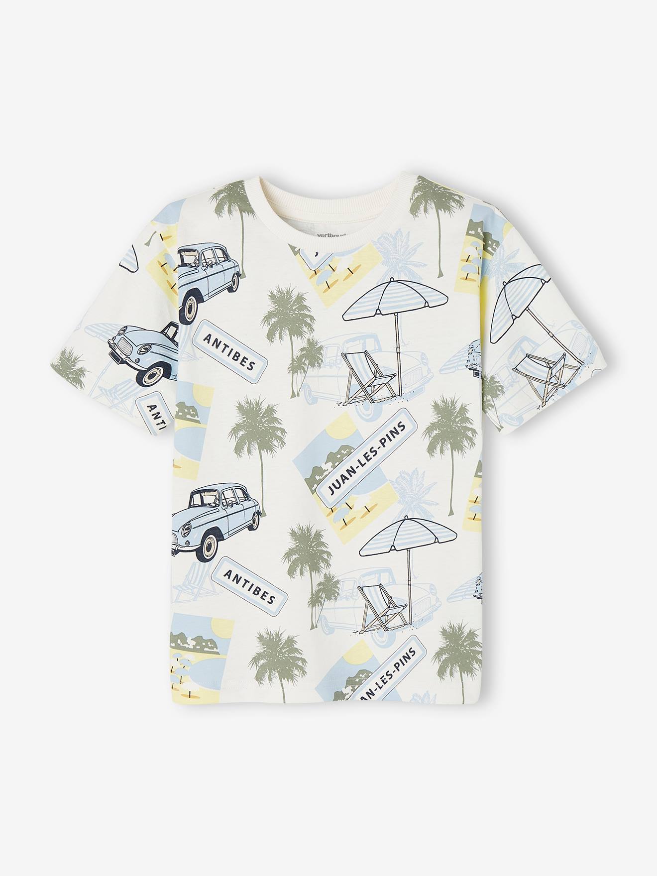 Vertbaudet Jungen T-Shirt, Urlaubs-Print Oeko-Tex - weiß bedruckt