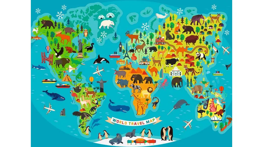 Ravensburger Puzzle - Tierische Weltkarte - 150 Teile Puzzle für Kinder ab 7 Jahren