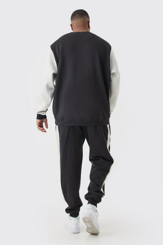 Plus Colorblock Sweatshirt-Trainingsanzug
