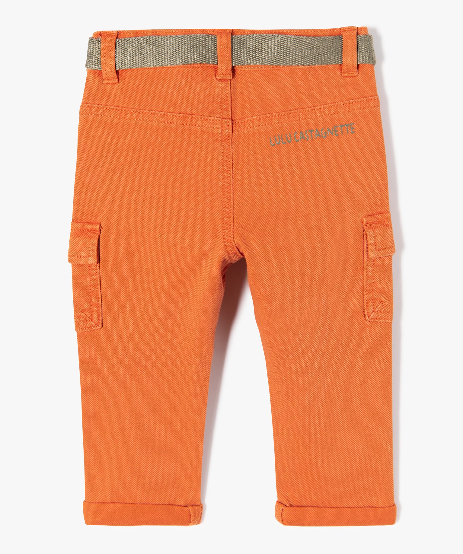 Pantalon bébé Garçon cargo avec ceinture chinée - LuluCa... orange | GEMO