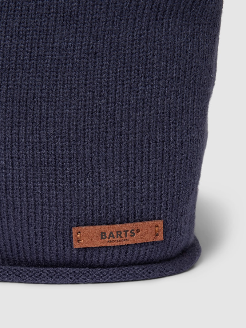 Beanie mit Label-Detail Modell 'JAMES' in marineblau