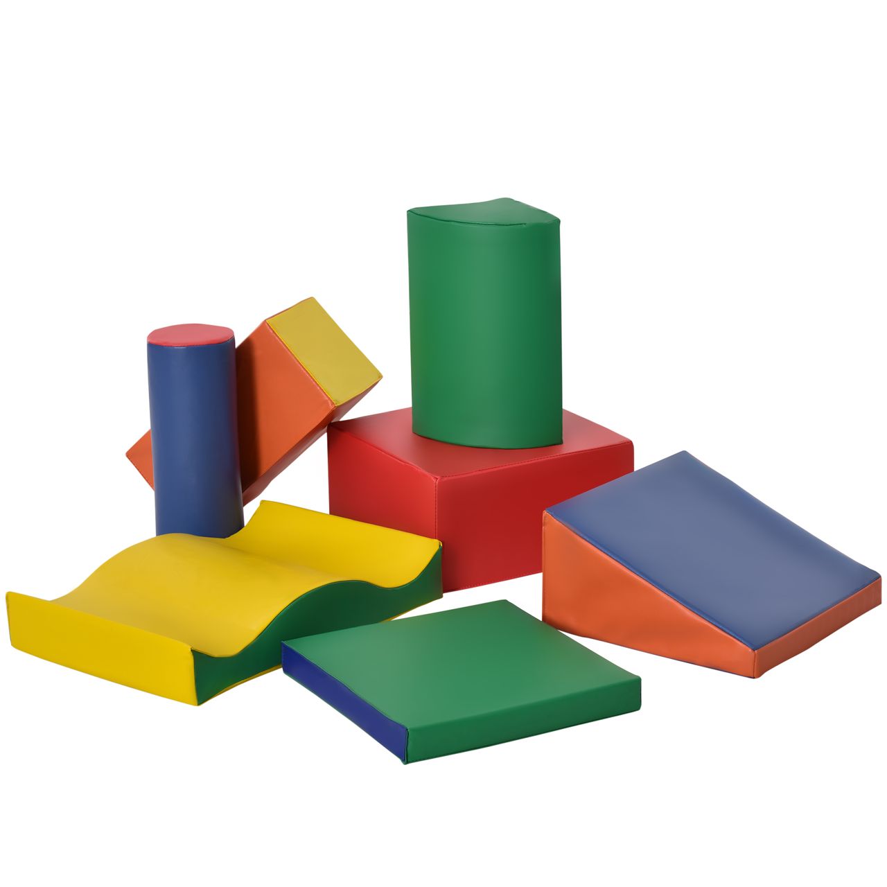 HOMCOM 7-tlg. Softbausteine, Bausteinset zum Klettern, Riesenbausteine, Bunt