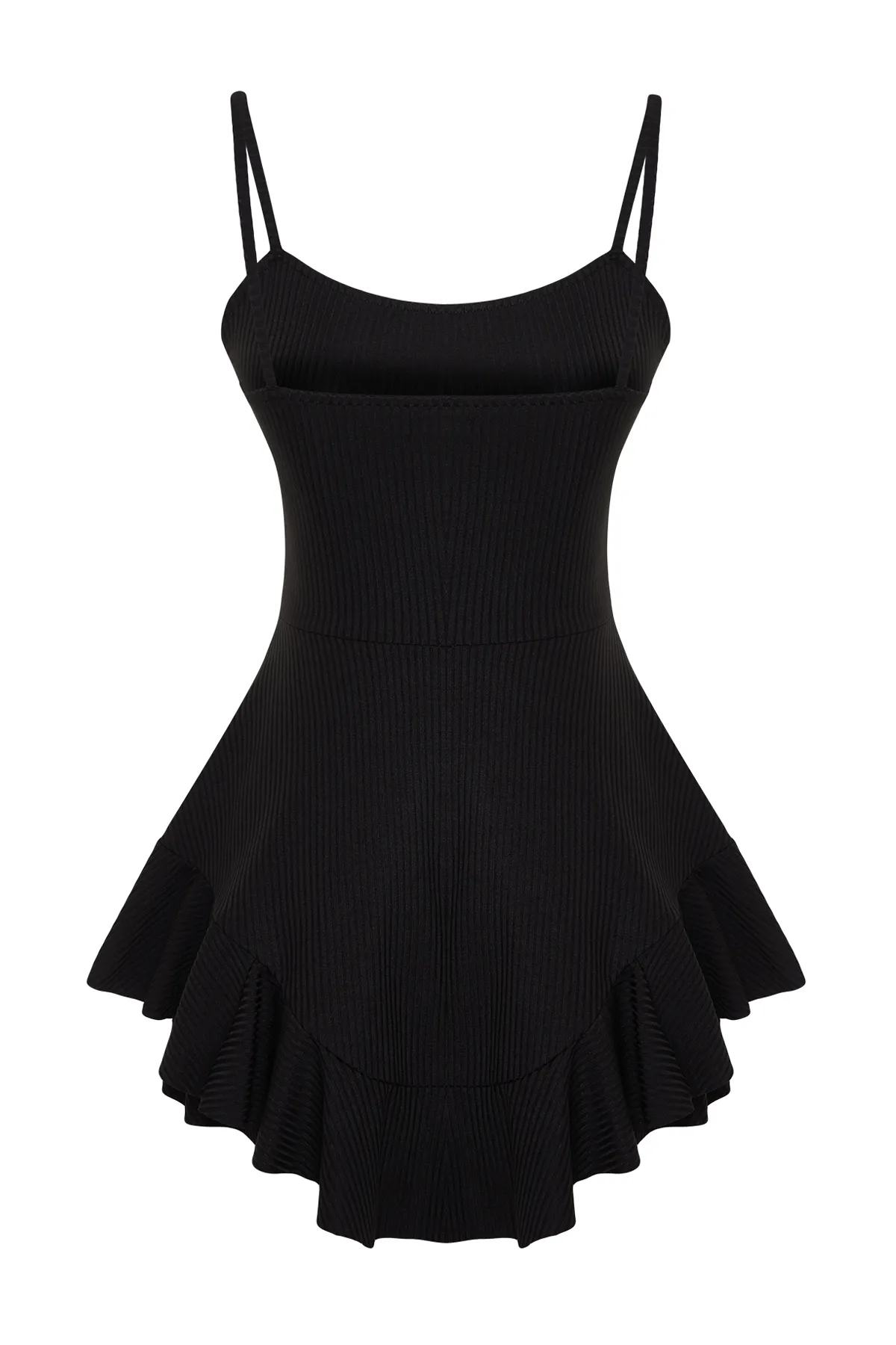 Trendyol Collection  Schwarzer Mini-Jumpsuit mit Riemchenvolant und Shorts TWOSS23TU00044