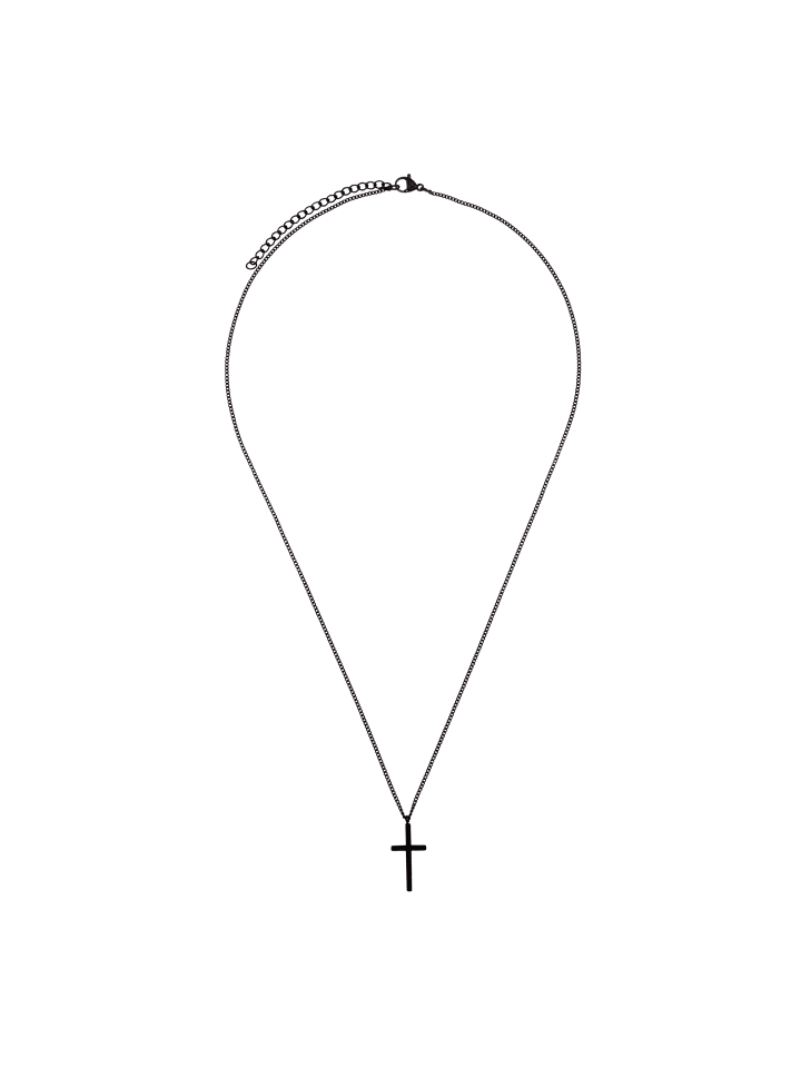 Steel_Art Halskette Herren mit Kreuz Anhänger Steven schwarz farben in schwarz günstig kaufen onesize