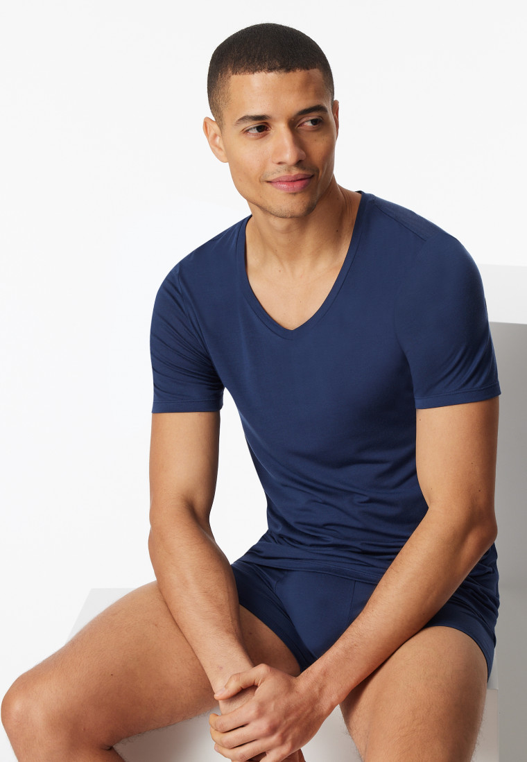 Shirt kurzarm V-Ausschnitt admiral - Premium Modal