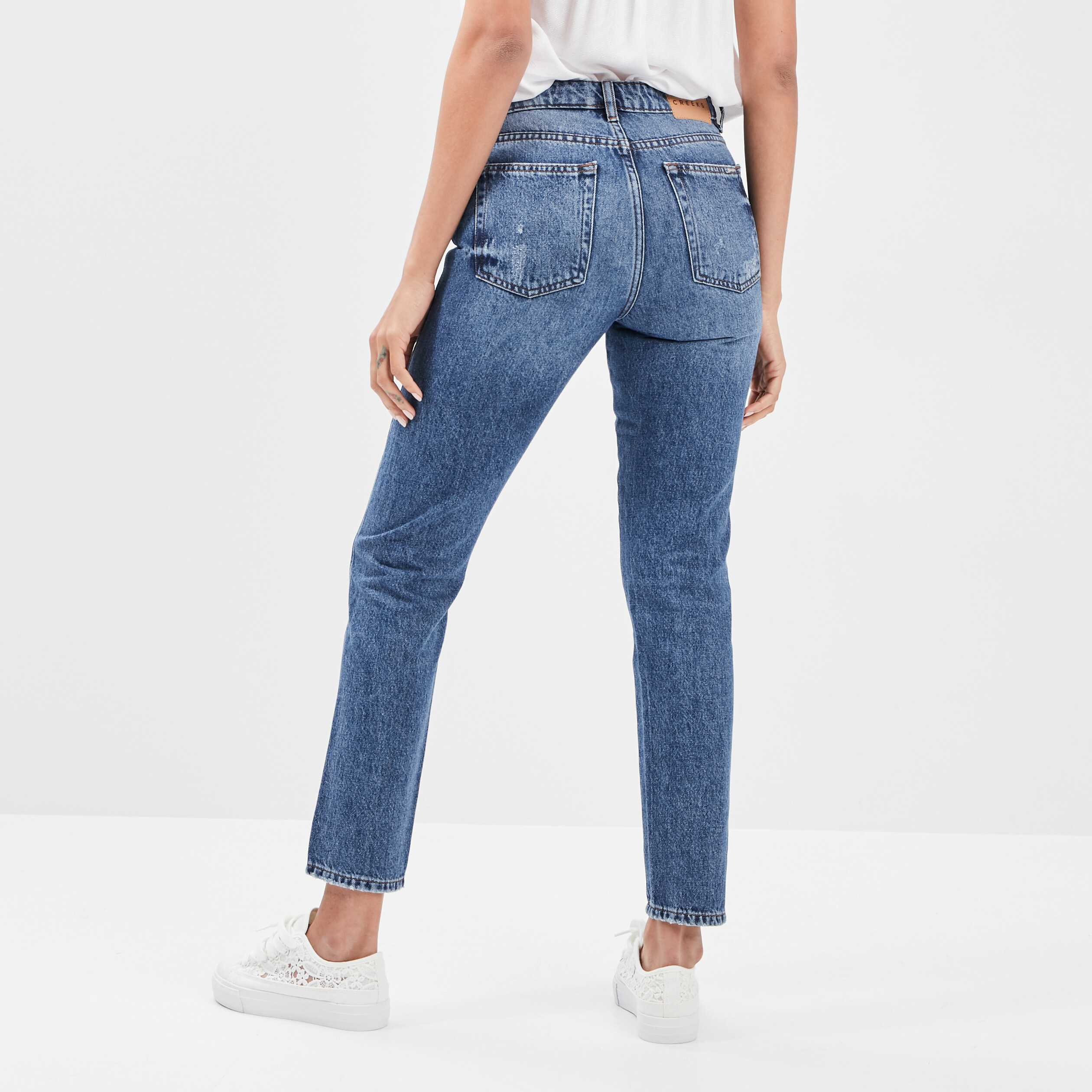 Jeans mom large denim double stone femme | La Halle