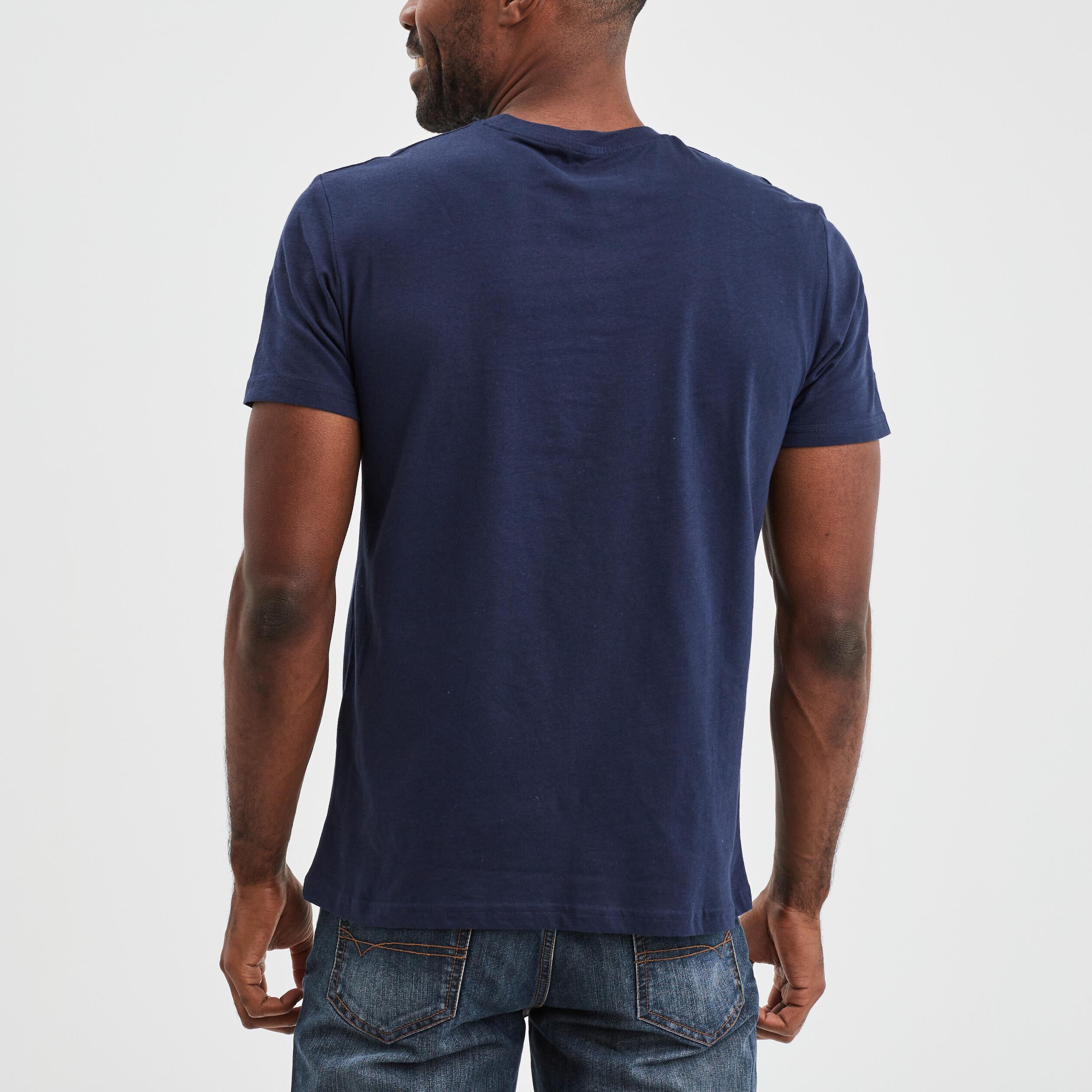 T-shirt en coton manches courtes bleu marine homme | La Halle