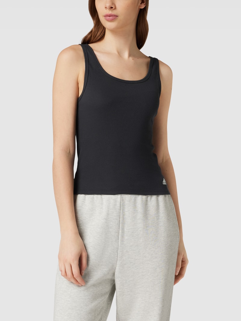 Tanktop mit Feinripp in schwarz