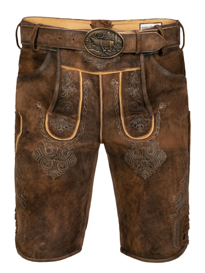Edelnice Kurze Wildbock Lederhose Bernd in dunkelbraun günstig kaufen