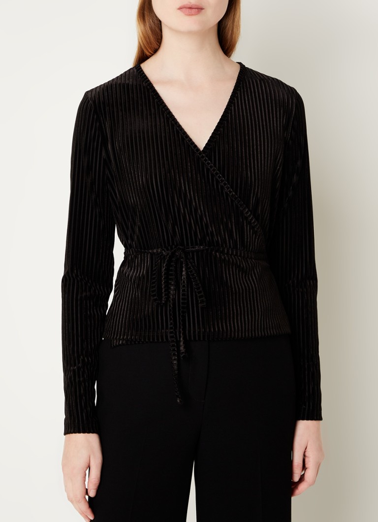 Whistles Semi-transparent velvet wraparound top