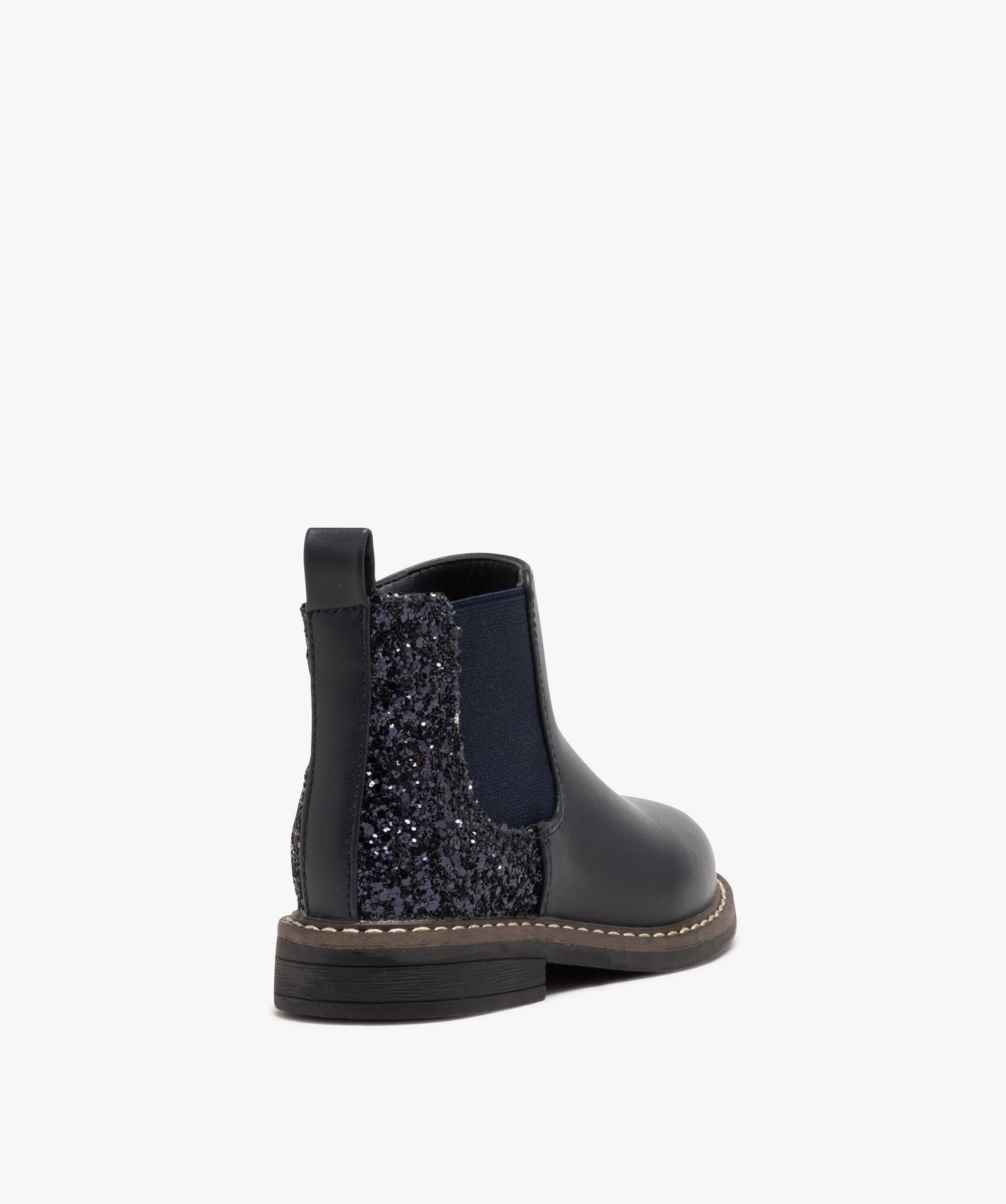 Boots fille style Chelsea à paillettes et à zip marron | GEMO