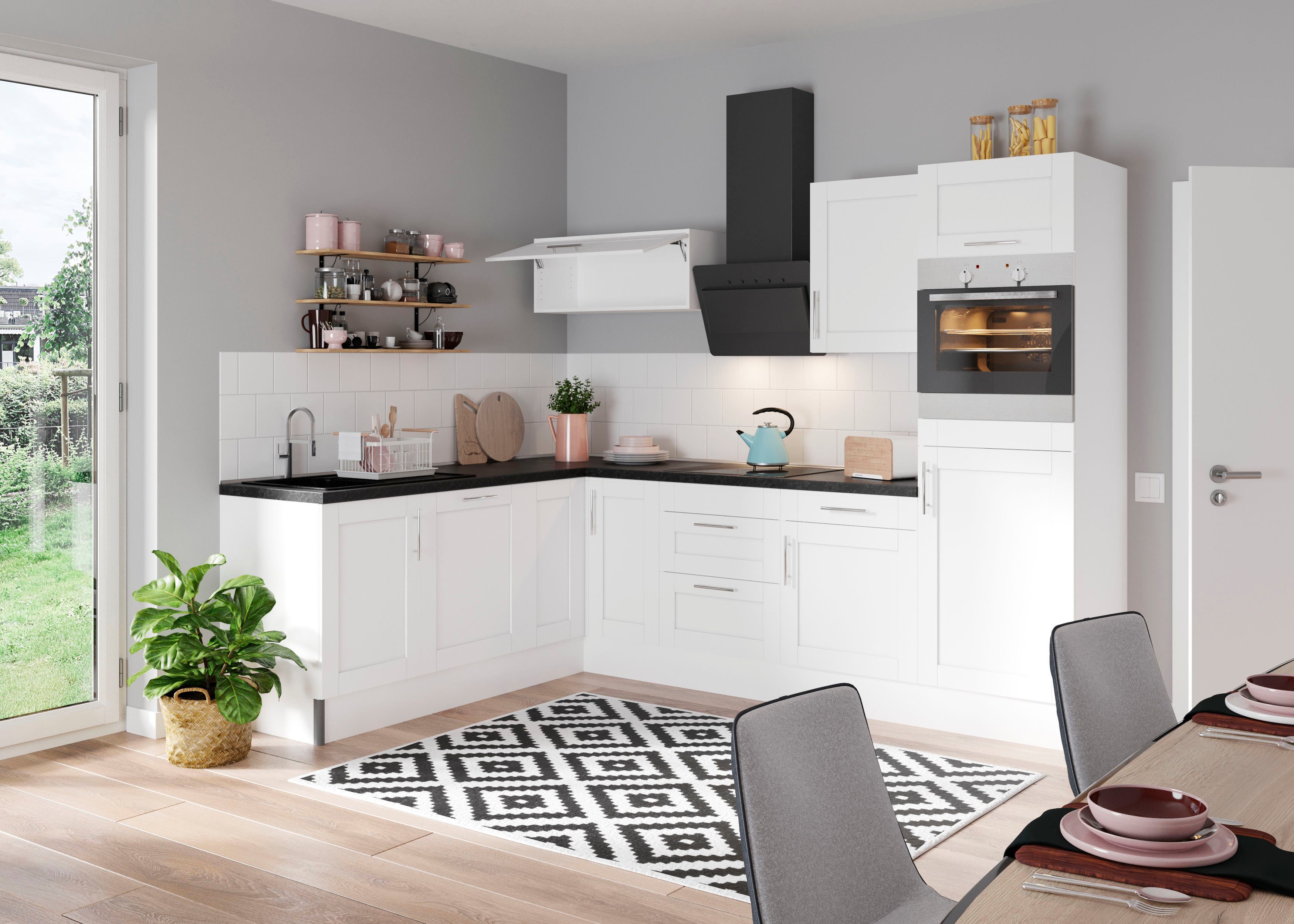 OPTIFIT Küche Ahus, 200 x 270 cm breit, ohne E-Geräte, Soft Close Funktion, MDF Fronten