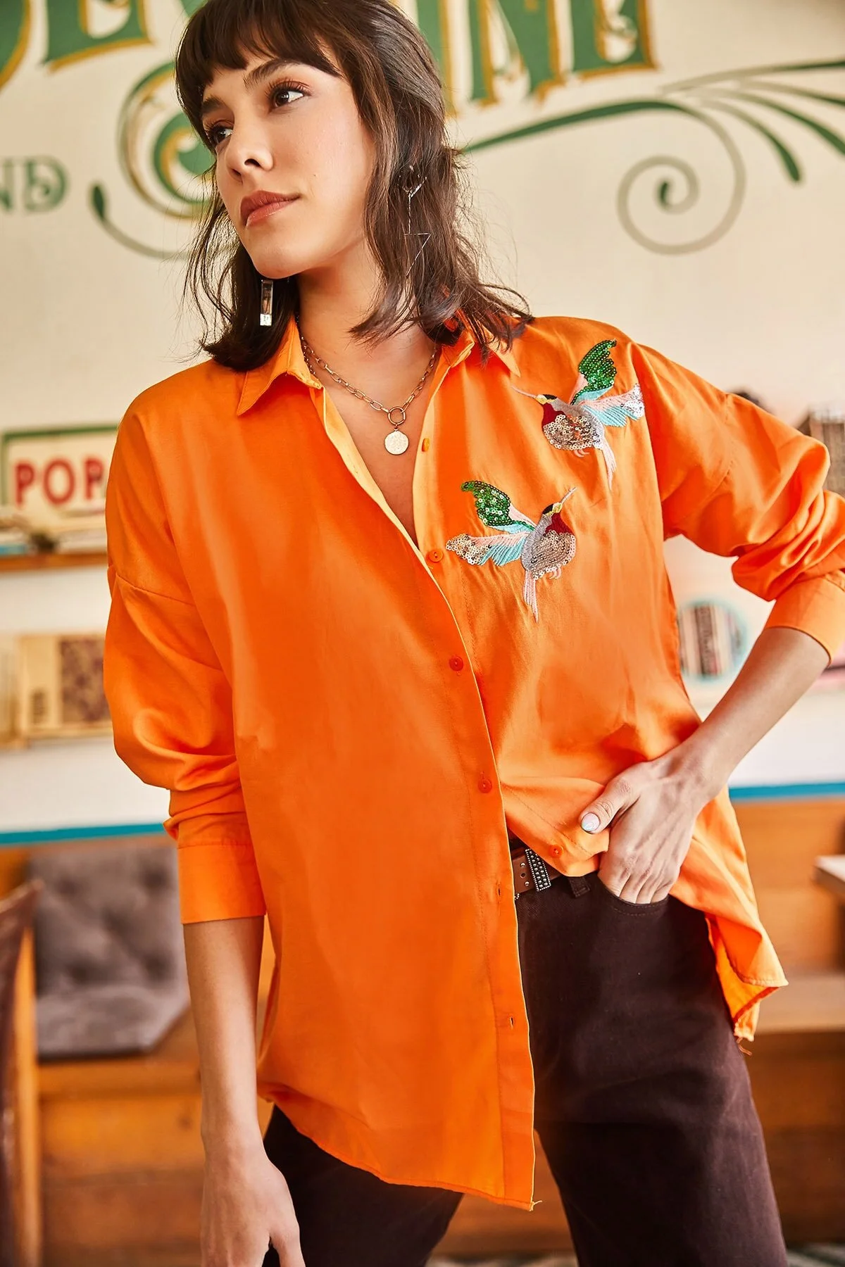 Olalook  Hemd - Orange - Boyfriend