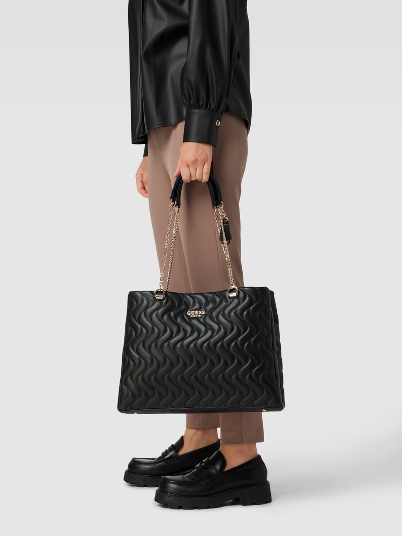 Tote Bag mit Steppnähten Modell 'ECO' in schwarz