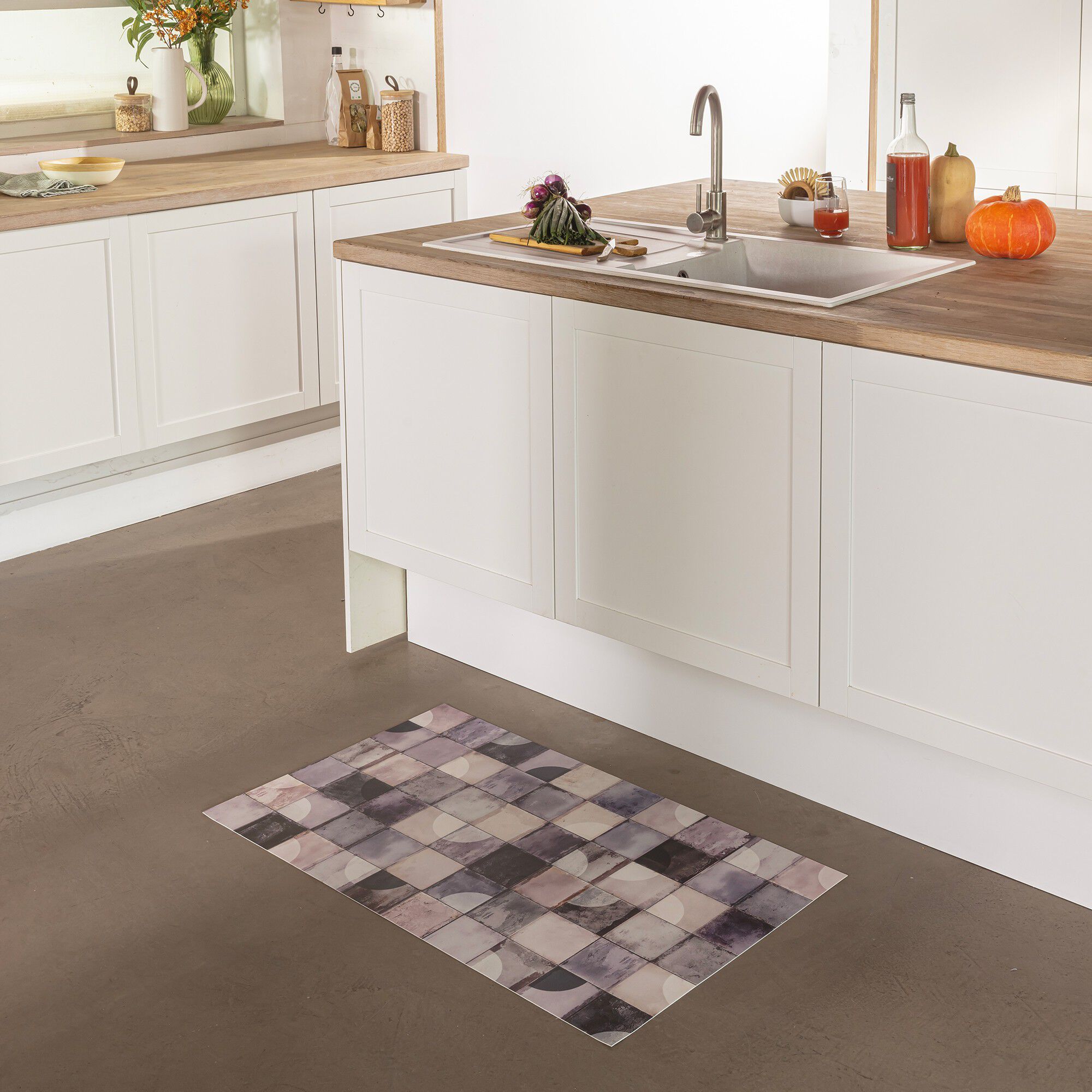Tapis vinyle façon carrelage