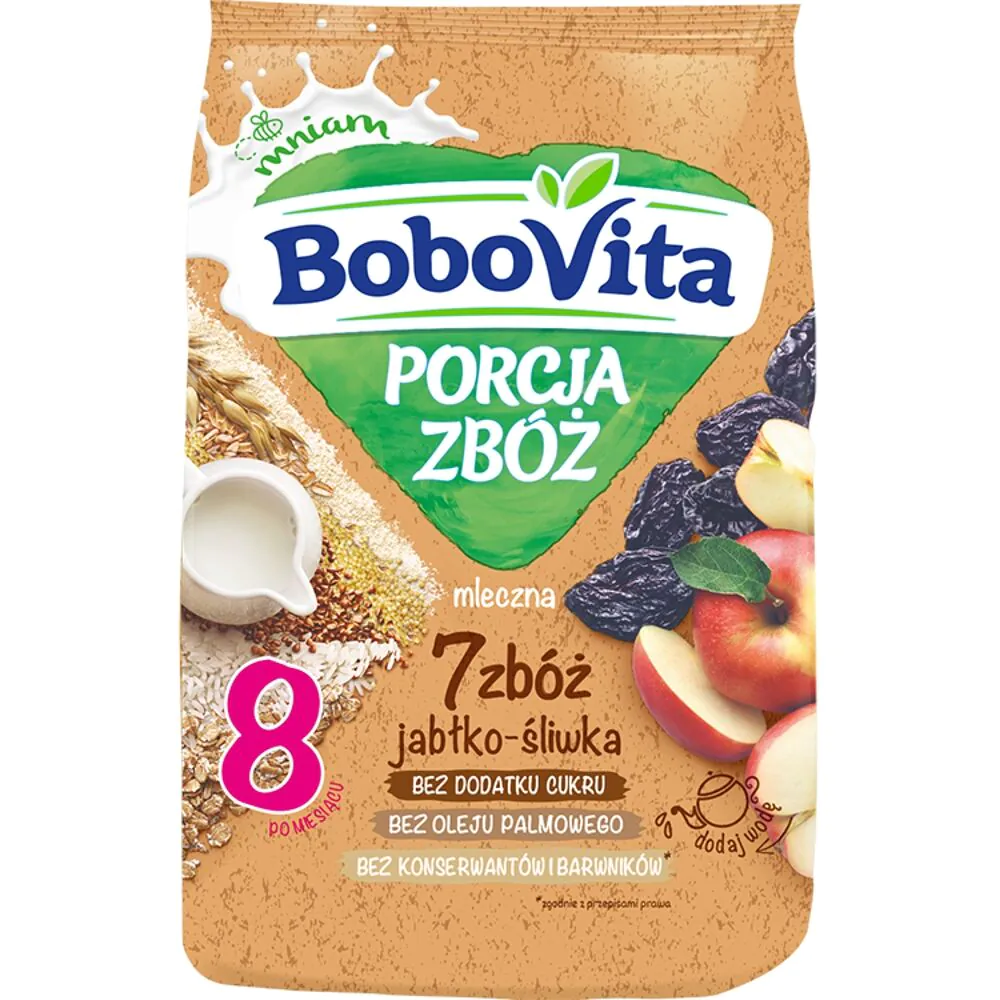 Δημητριακά γάλακτος Bobovita Porridge Μερίδα 7 Δημητριακά, Μήλο, Δαμάσκηνο