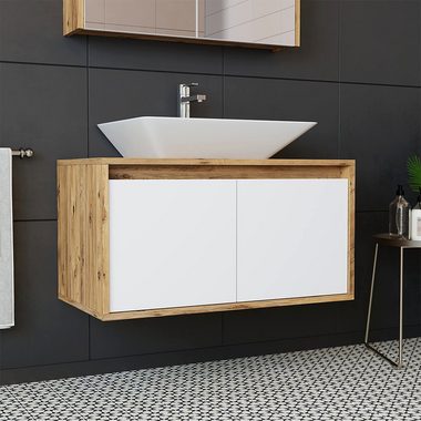 Roomart Badmöbel-Set, (Badezimmermöbel ATLANTIC 85cm in 4 Farben Badezimmer Unterschrank)