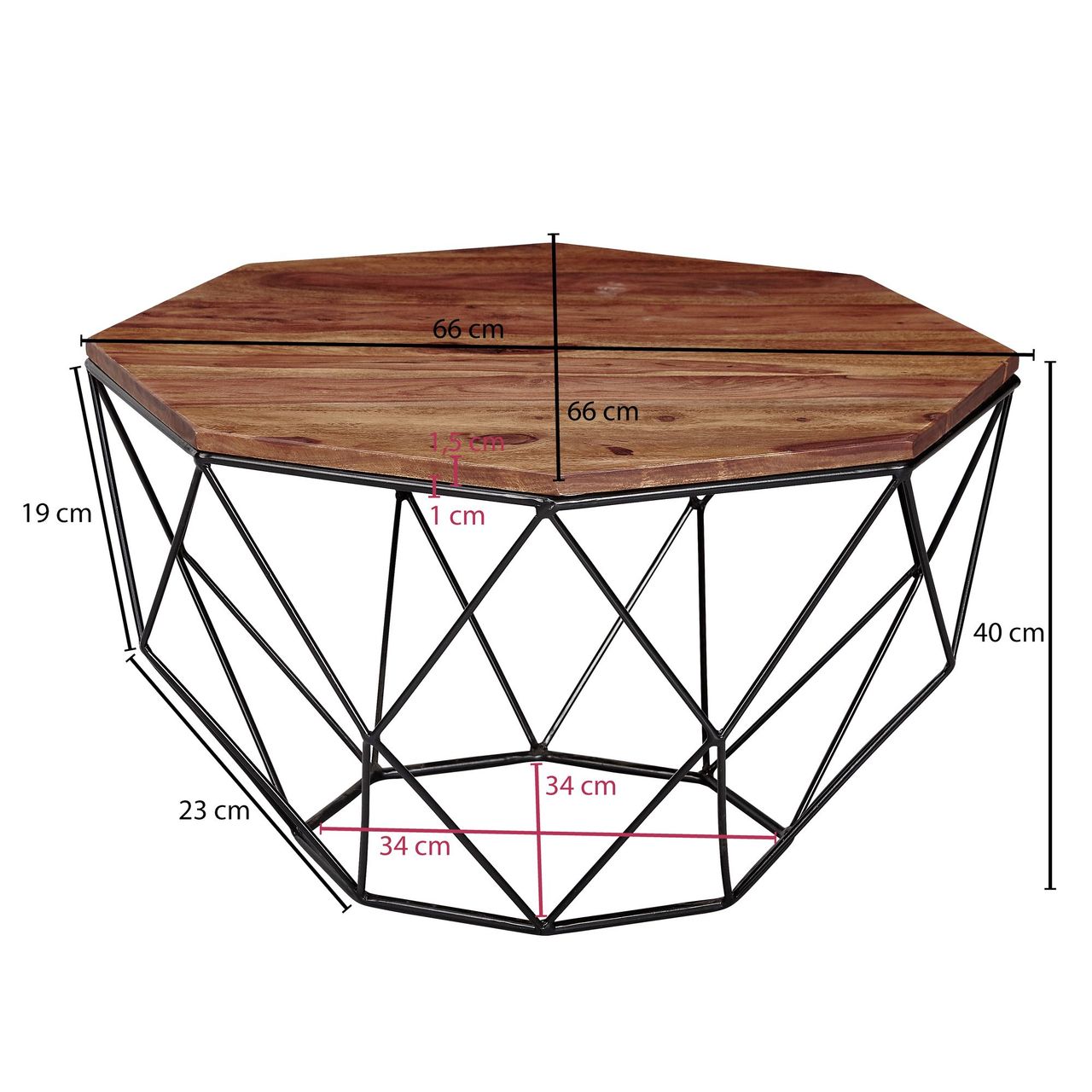 Wohnling Couchtisch 66 x 66 x 40 cm Braun