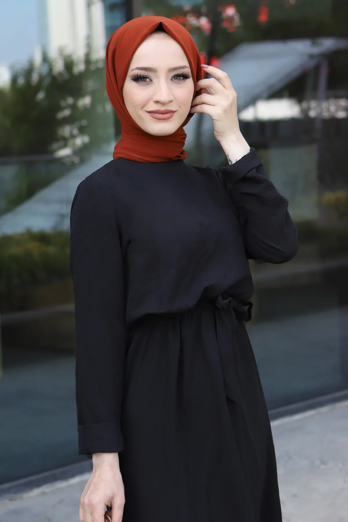 Tesettür Dünyası  Ayrobin Kleid Tsd220540 Schwarz