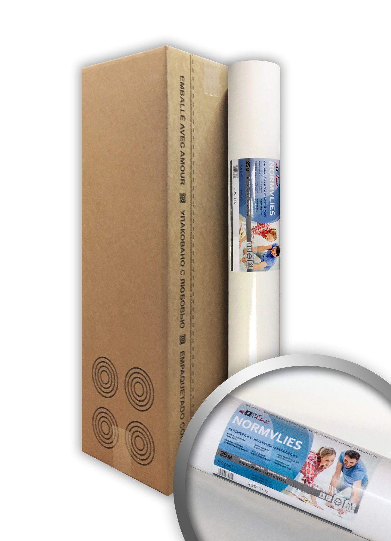 Profhome Vliestapete 299-150-4-O, glatt, matt, einfarbig, unifarben, (Renoviervlies Glattvlies Malervlies, 150 g/m2, 1 Karton mit 4 Rollen / 75 m2 weiss), Reparaturvlies Anstrichvlies glasfaserfrei, atmungsaktiv, rissüberbrückend, überstreichbar