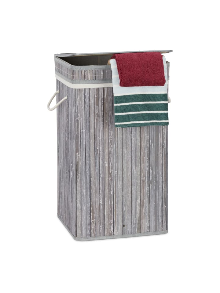 relaxdays Wäschekorb in Grau - (B)36 x (H)63 x (T)36 cm günstig kaufen onesize