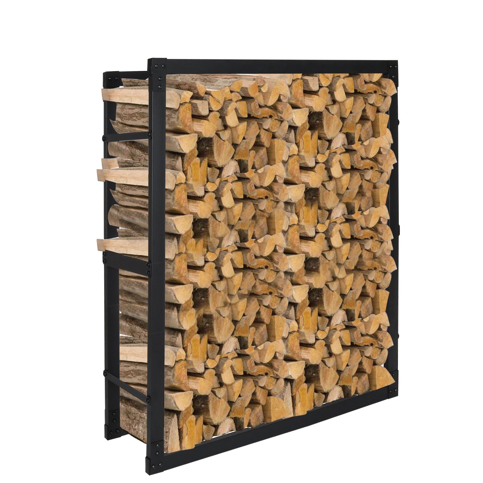 Lospitch Kaminholzregal Kaminholzregal Erhältlich in 8 Größen, Holzregal, Holzvorrat schwarz, BxTxH:80x25x100 cm