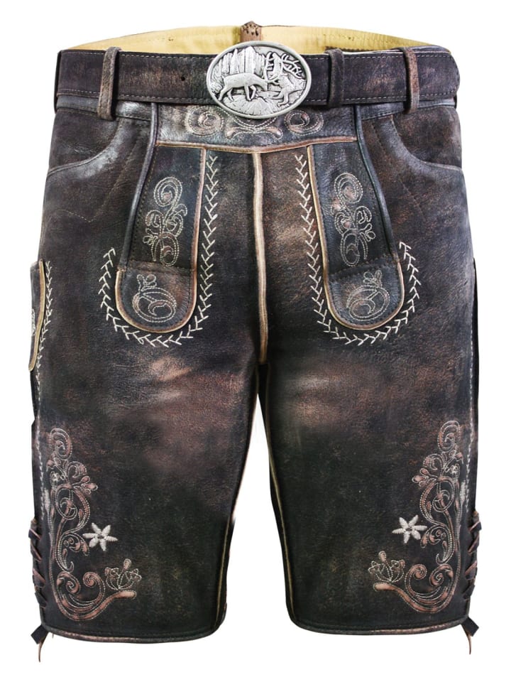 Edelnice Kurze Wildbock Lederhose Alex in dunkelbraun günstig kaufen