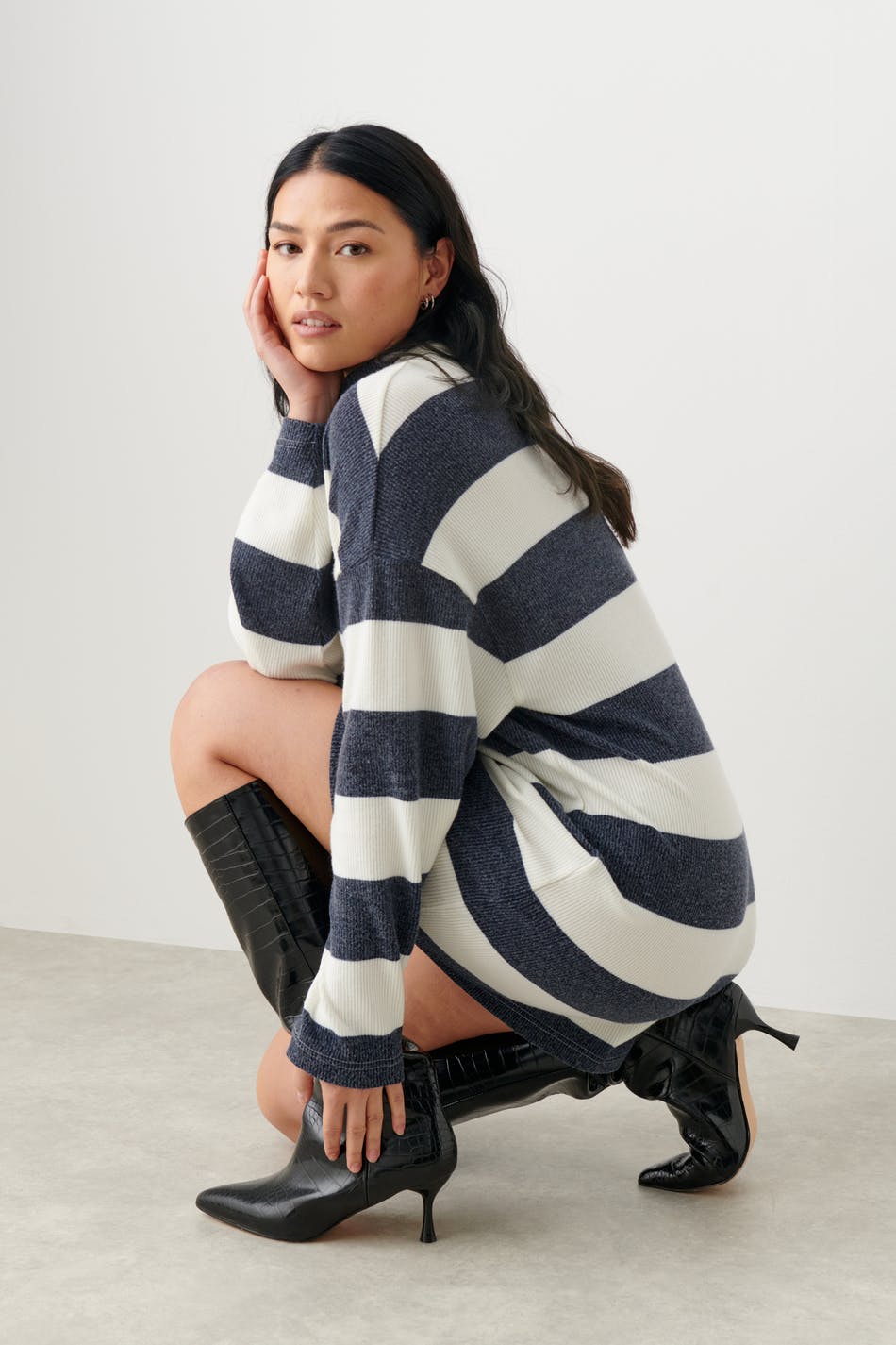 Rib polo dress