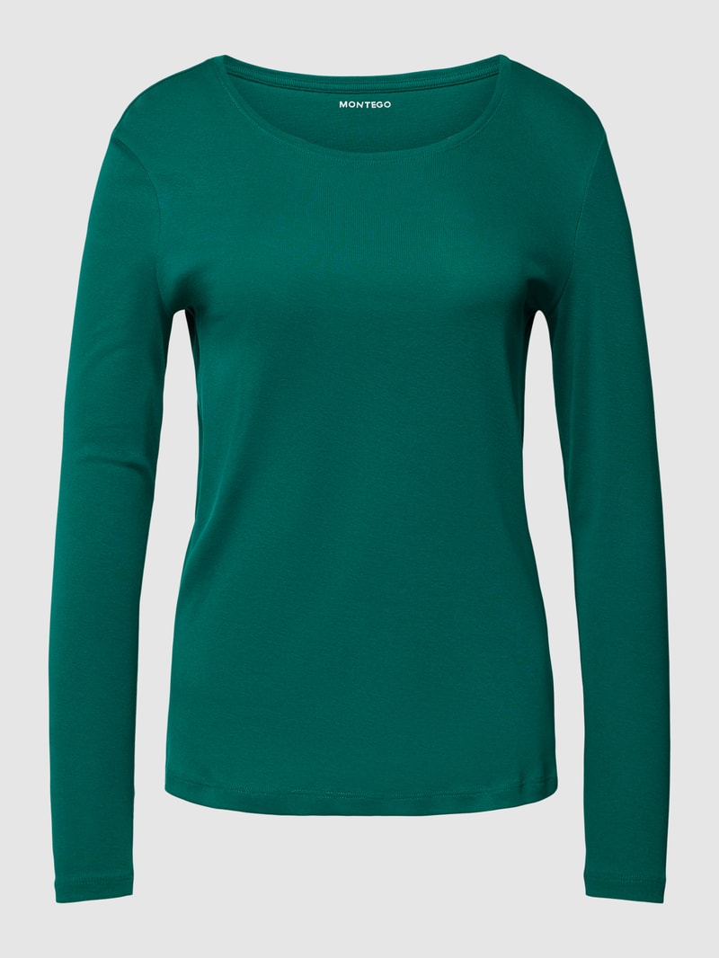 Longsleeve mit Rundhalsausschnitt in dunkelgrün