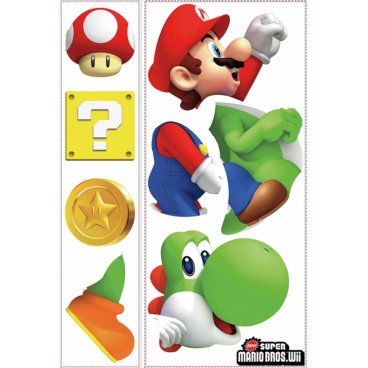 Wandsticker Yoshi/ Mario, 9-tlg.