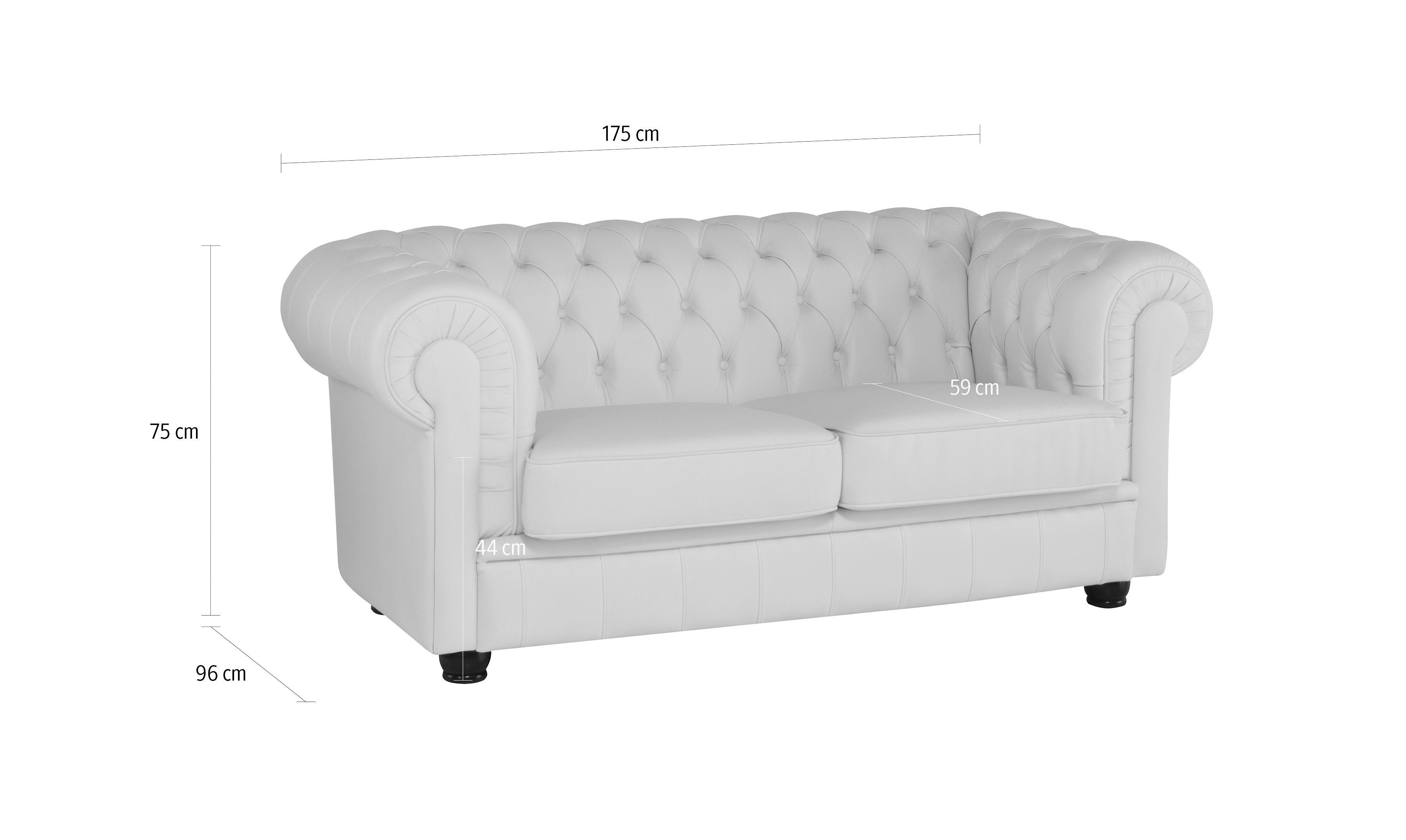 Max Winzer® Chesterfield-Sofa Kent, 2-Sitzer mit edler Knopfheftung, Breite 175 cm